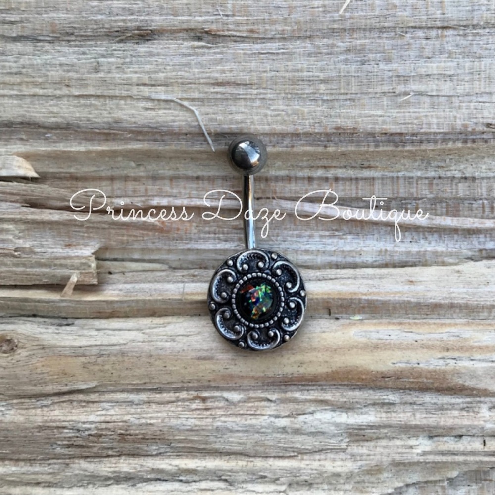 Green Opal Belly Button Ring